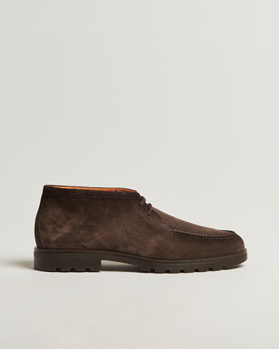 Santoni Winter Chukka Boots Dark Brown Suede – Ruskea