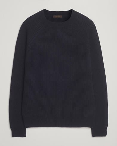 Zanone Fisherman Rib Wool Sweater Navy – Sininen