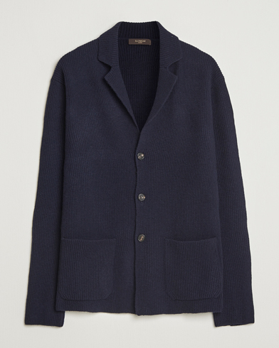 Zanone Rib Wool Cardigan Jacket Navy – Sininen