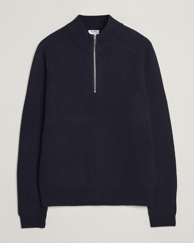 Filippa K Ribbed Wool Half Zip Navy – Sininen