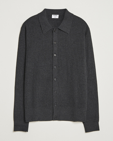 Filippa K Cotton Merino Knitted Cardigan Anthracite Melange – Harmaa