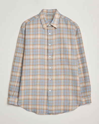 Auralee Airy Wool Check Shirt Blue/Beige – Monivärinen