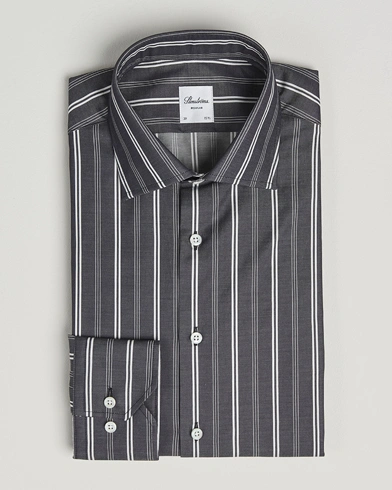 Stenströms Regular Fit Mixed Stripe Twill Shirt White/Black – Harmaa