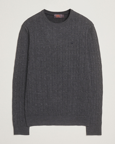 Morris Merino Cable O-Neck Grey – Harmaa