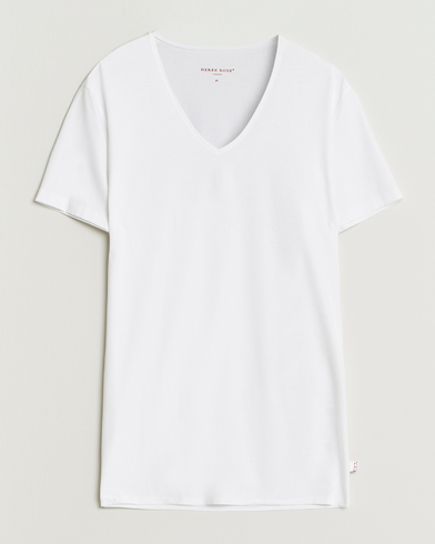 Derek Rose Pima Cotton V-Neck T-Shirt White – Valkoinen