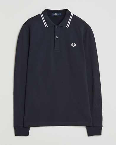 Fred Perry Twin Tipped Long Sleeve Polo Shirt Navy – Sininen