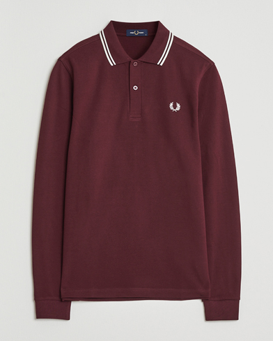 Fred Perry Twin Tipped Long Sleeve Polo Shirt Oxblood – Punainen