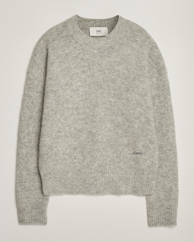 AMI Signature Alpaca Knitted Sweater Light Grey Melange – Harmaa