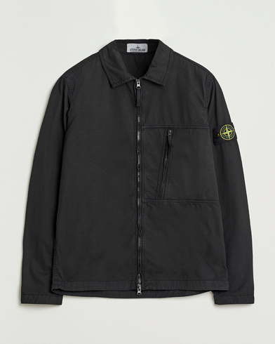 Stone Island Garment Dyed Supima Cotton Zip Overshirt Black – Musta