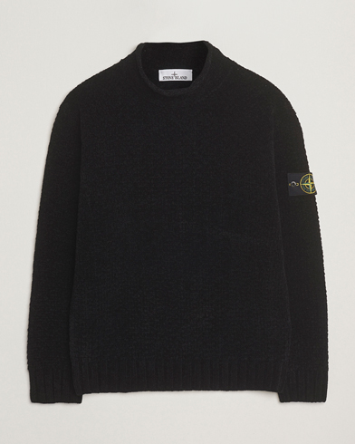 Stone Island Cotton Chenille Knitted Mock Neck Black – Musta