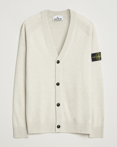 Stone Island Knitted Geelong Wool Cardigan Ivory Melange – Beige
