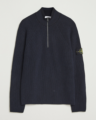 Stone Island Vanisé Full Rib Wool Half-Zip Navy – Sininen