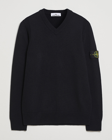 Stone Island Knitted Lambswool V-Neck Black – Musta