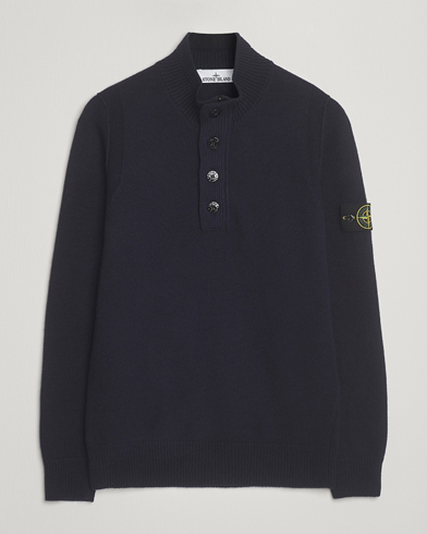 Stone Island Knitted Lambswool Half Button Zip Navy – Sininen