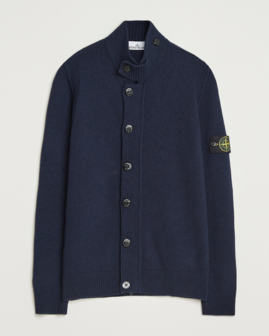 Stone Island Knitted Lambswool Zip Cardigan Navy – Sininen