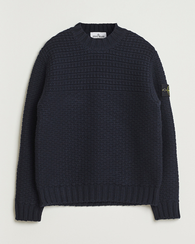 Stone Island Mixed Stiches Wool Knitted Crew Neck Navy – Sininen