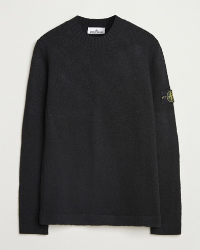 Stone Island Brushed Knitted Wool Crew Neck Black – Musta