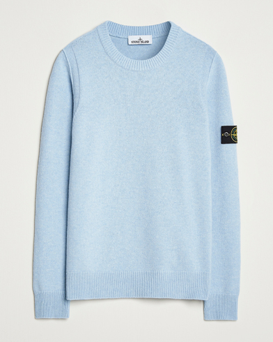 Stone Island Knitted Lambswool Crew Neck Sky Blue – Sininen