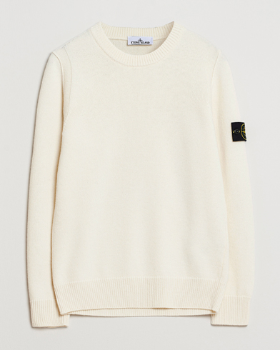 Stone Island Knitted Lambswool Crew Neck Ivory – Valkoinen