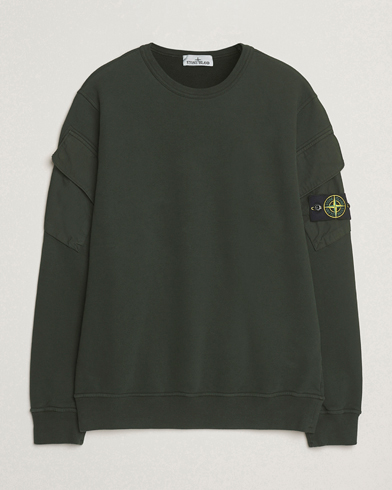 Stone Island Organic Cotton Fleece Arm Pocket Sweatshirt Juniper – Vihreä