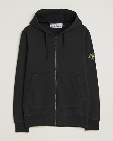 Stone Island Garment Dyed Fleece Full-Zip Hood Black – Musta
