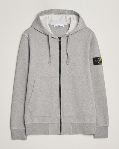 Stone Island Garment Dyed Fleece Full-Zip Hood Grey Melange – Harmaa