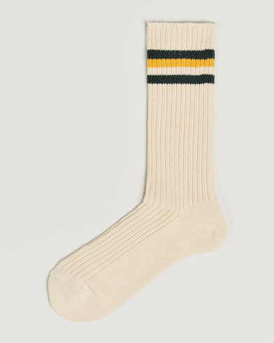 Kamakura Shirts Vintage Ivy Socks White/Yellow – Beige