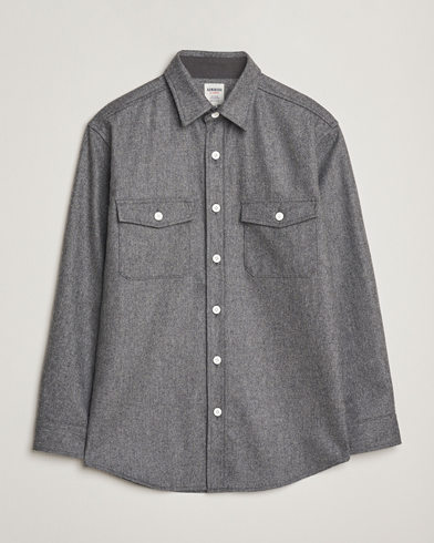 Kamakura Shirts Wool Flannel CPO Shirt Grey Melange – Harmaa