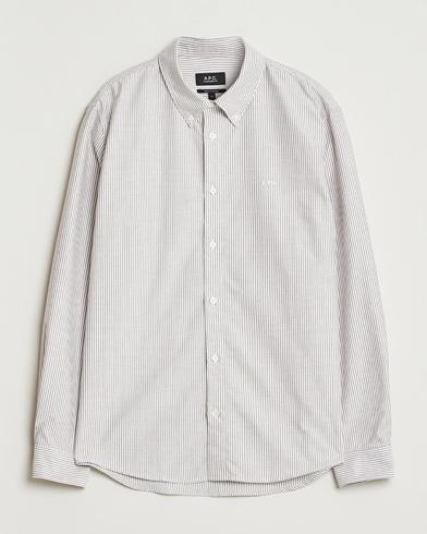 A.P.C. Greg Striped Oxford Shirt Burgundy/White – Punainen