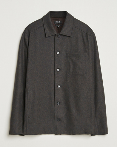 A.P.C. Jamie Wool Flannel Shirt Jacket Dark Brown – Ruskea