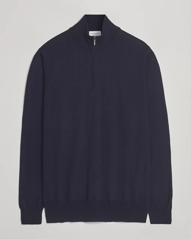 Morgano Extra Fine Merino Wool Half-Zip Navy – Sininen