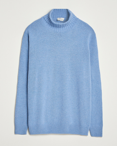 Morgano Wool/Cashmere Heavy Knit Rollneck Light Blue – Sininen