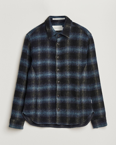 Peregrine Moon Wool Check Overshirt Navy – Sininen