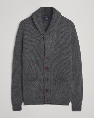 William Lockie Windsor Geelong Lambswool Shawl Cardigan Grey – Harmaa