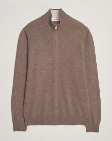 Gran Sasso Wool/Cashmere Half Zip Brown Melange – Ruskea