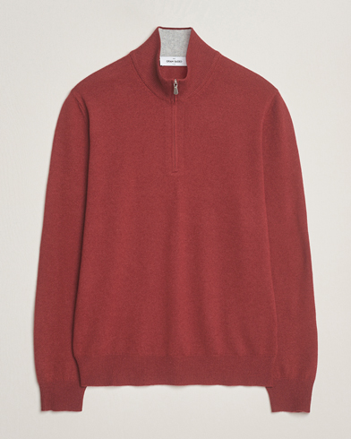 Gran Sasso Wool/Cashmere Half Zip Red Melange – Punainen