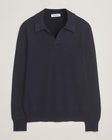 Gran Sasso Heavy Knitted Merino Polo Navy – Sininen