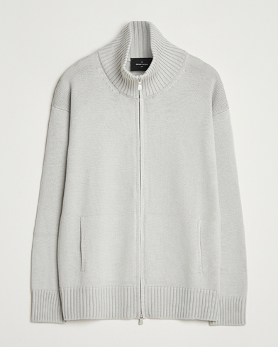 Gran Sasso Heavy Knitted Merino Full Zip Light Grey Melange – Harmaa