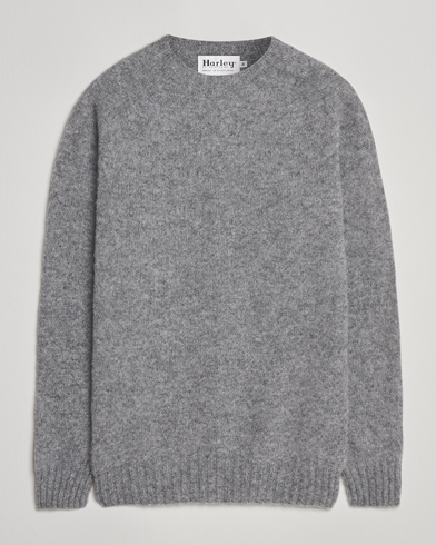Harley Of Scotland Brushed Supersoft Lambswool Crewneck Mid Grey – Harmaa