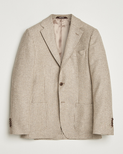 Morris Wool Silk Houndstooth Blazer Khaki – Beige