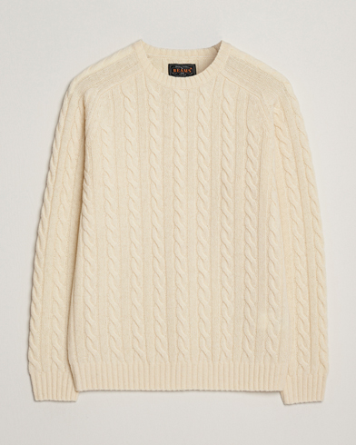 BEAMS PLUS Cable Crew Neck Sweater Off White – Valkoinen