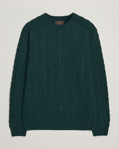 BEAMS PLUS Cable Crew Neck Sweater Bottle Green – Vihreä