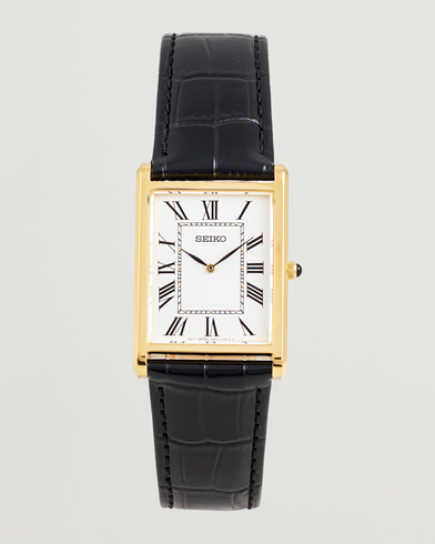 Seiko Quartz Gold Leather 28mm White Dial – Valkoinen
