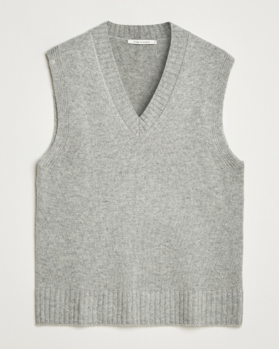 A Day's March Wigtown Lambswool V-Neck Vest Grey Melange – Harmaa