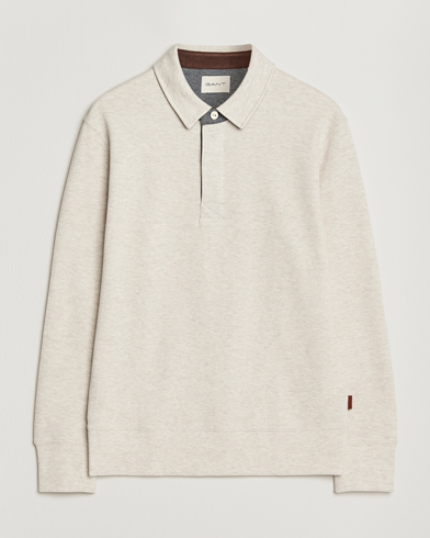 GANT Light Sacker Rib Long Sleeve Polo Seed Melange – Harmaa