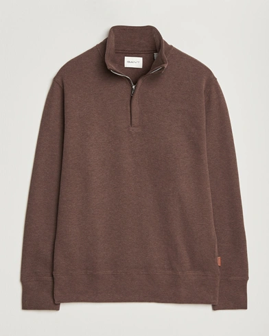 GANT Light Sacker Rib Half Zip Dark Brown Melange – Ruskea