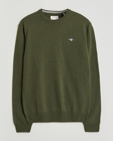 GANT Superfine Lambswool Crew Neck Khaki Green Melange – Vihreä