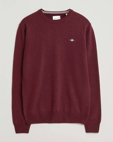 GANT Superfine Lambswool Crew Neck Bordeaux Melange – Punainen