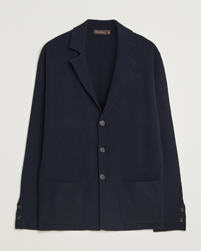 Oscar Jacobson Antonio Knitted Wool Blazer Navy – Sininen