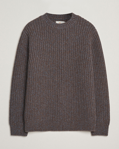 Nudie Jeans August Chunky Knitted Wool Sweater Brown – Ruskea